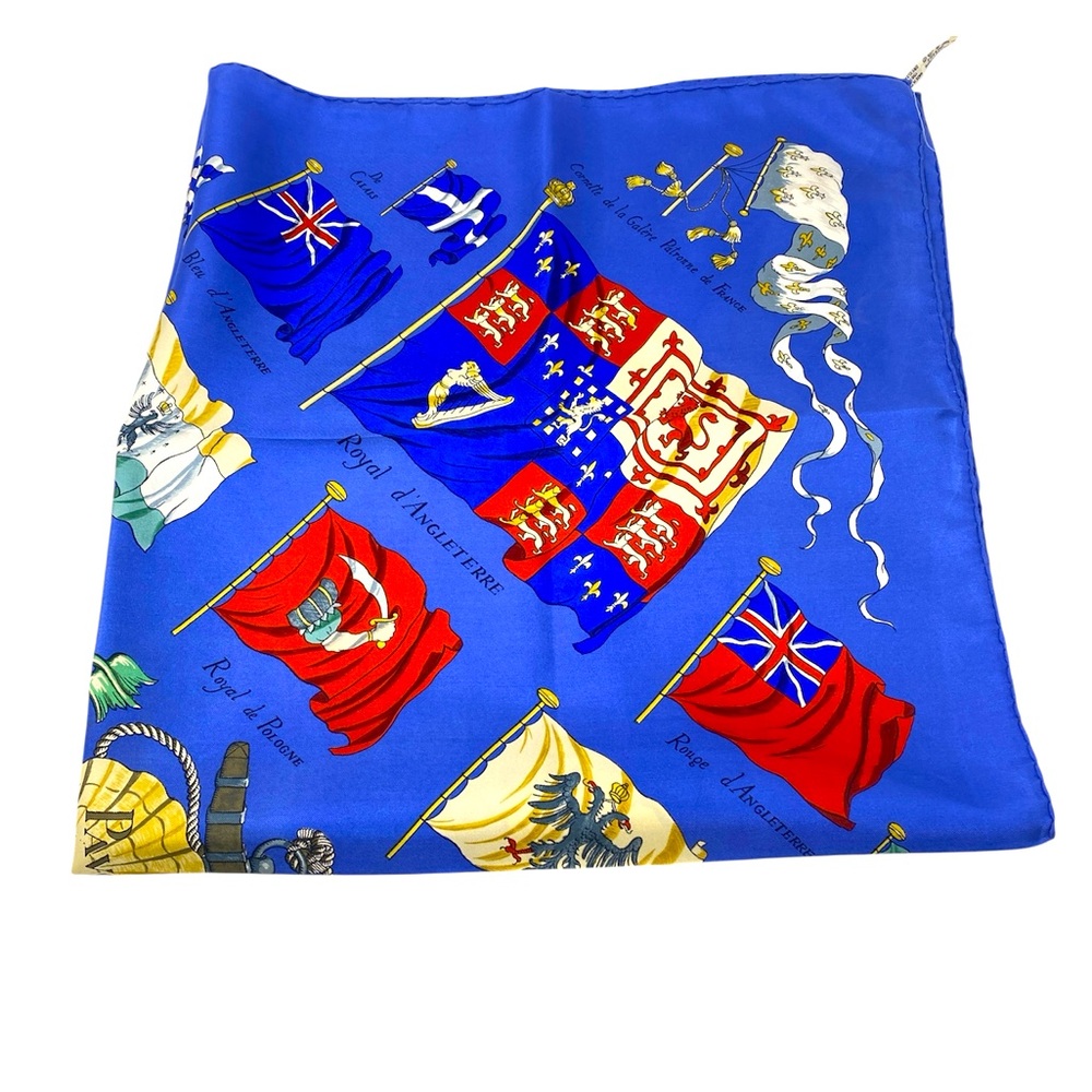 Hermes Vintage Silk Scarf Carre 90”Pavois”Blue - Picture 2 of 16